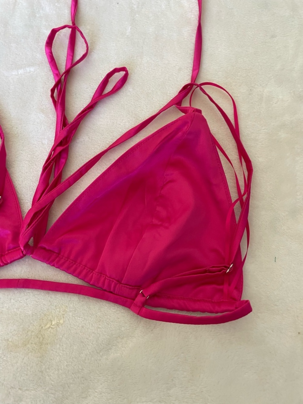 Nia The Label Satin Triangle Bralette in Vibrant Pink - Picture 5 of 7